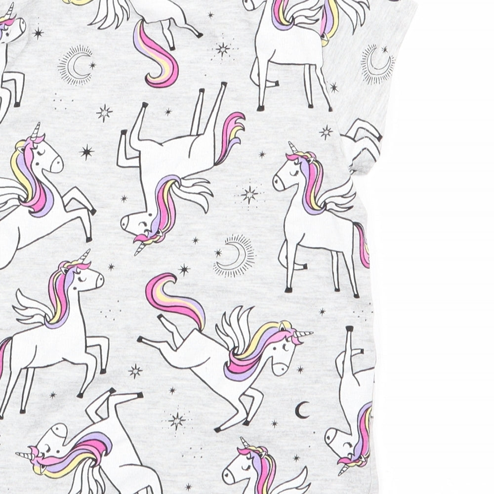 Asda George Girls Grey Animal Print  Basic T-Shirt Size 3-4 Years