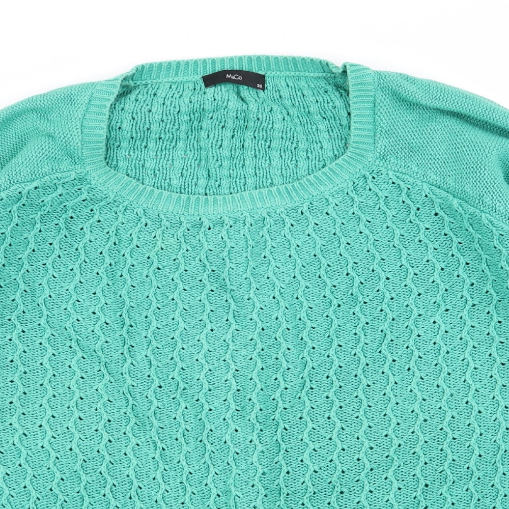 M&Co Womens Green   Pullover Jumper Size 20