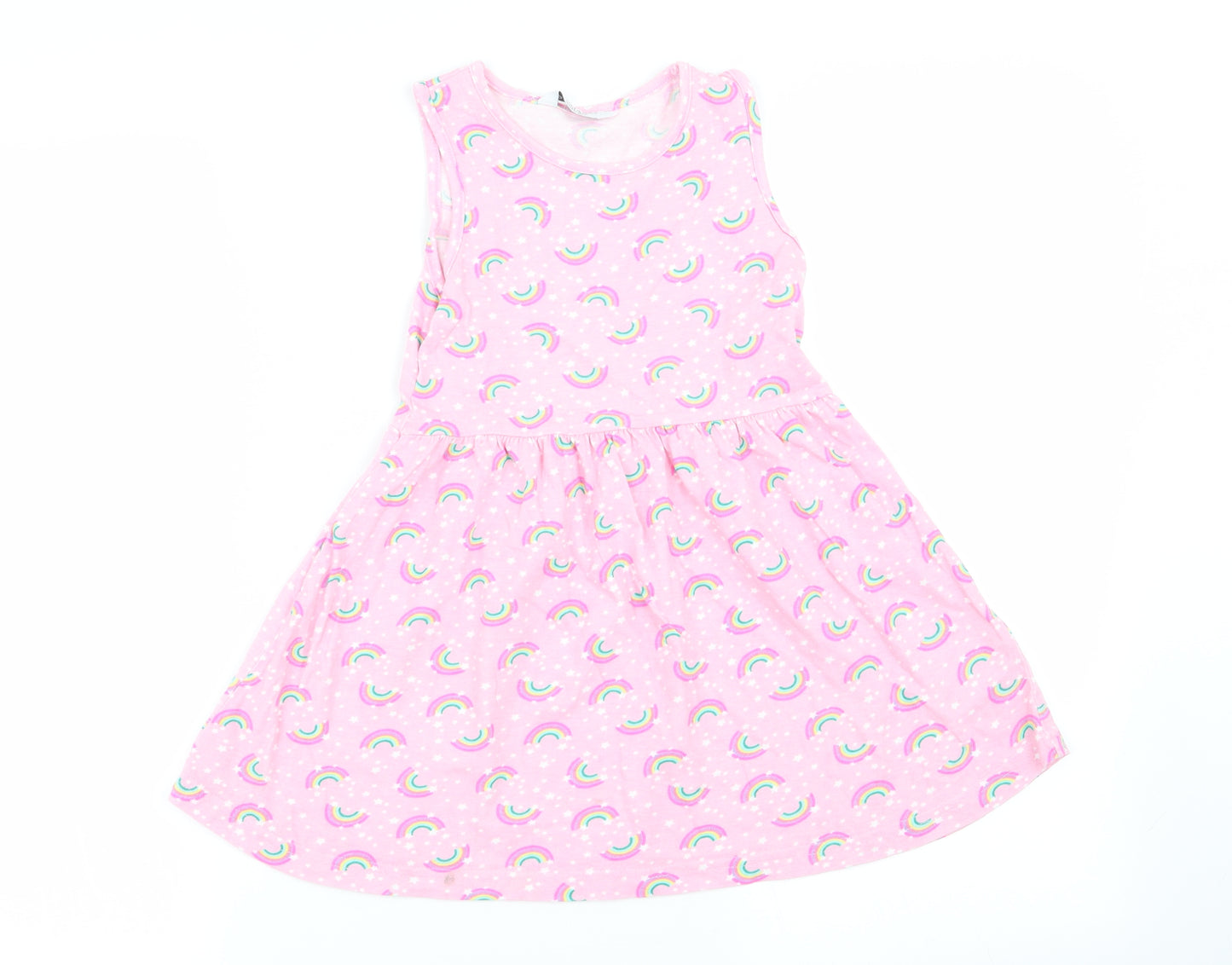 Primark Girls Pink Geometric  Fit & Flare  Size 4-5 Years