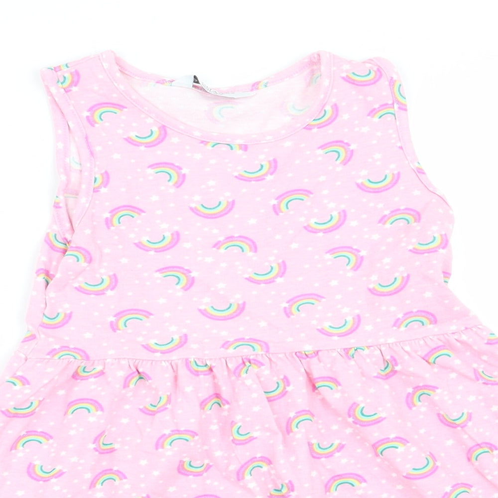 Primark Girls Pink Geometric  Fit & Flare  Size 4-5 Years