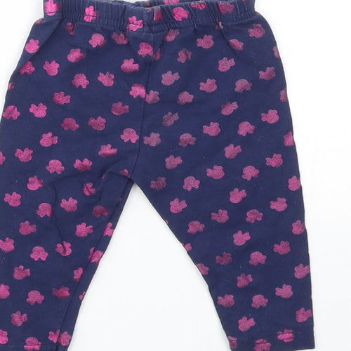 Disney Girls Blue Geometric  Capri Leggings Size 9-12 Months