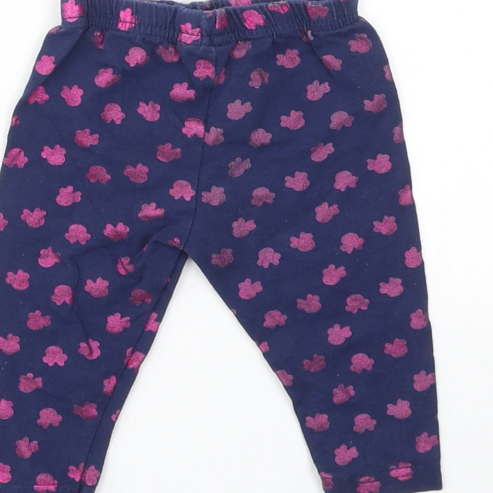 Disney Girls Blue Geometric  Capri Leggings Size 9-12 Months