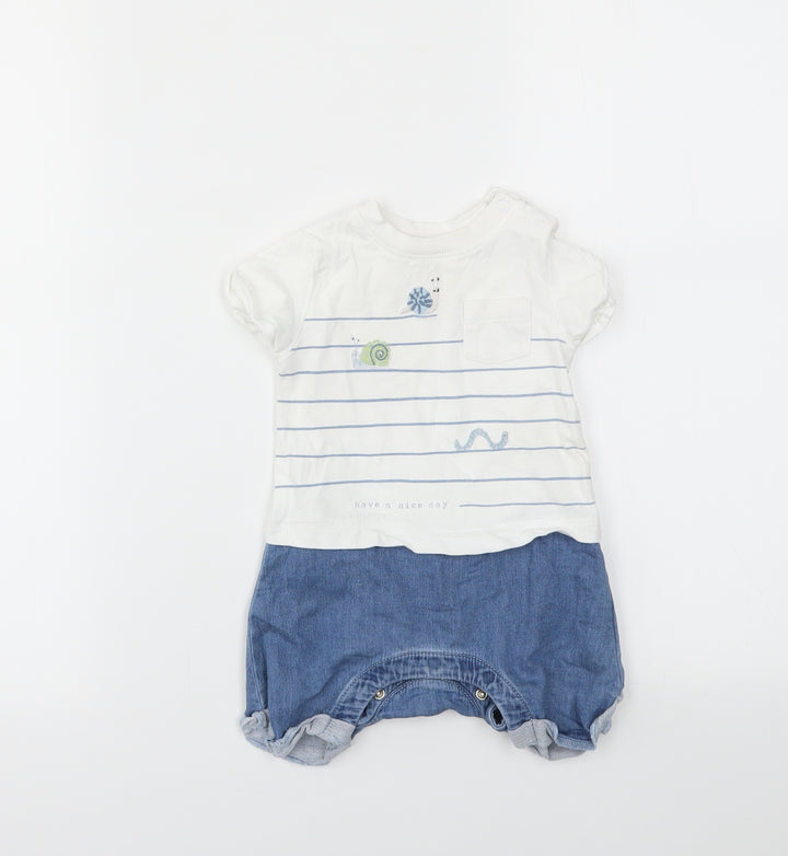 M Baby Blue Geometric Babygrow One-Piece Size 3-6 Months