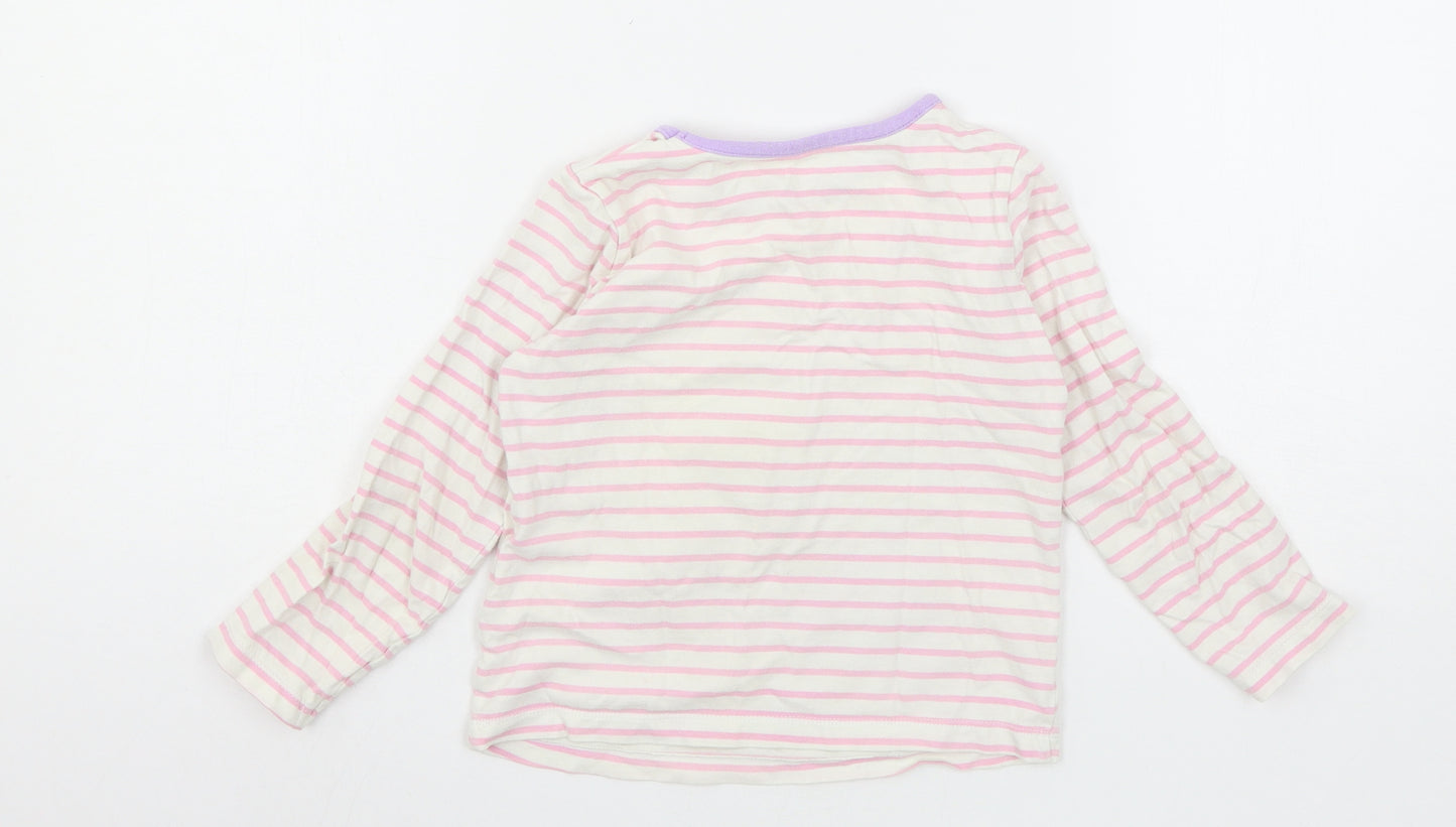 Nutmeg Girls White Striped Jersey Top Pyjama Top Size 4-5 Years  - Peppa Pig