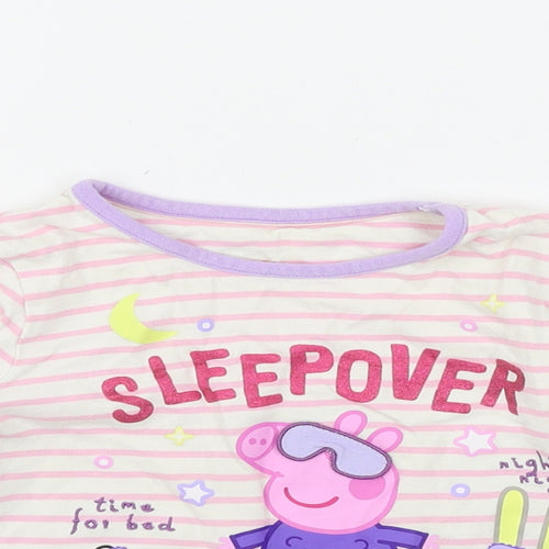 Nutmeg Girls White Striped Jersey Top Pyjama Top Size 4-5 Years  - Peppa Pig
