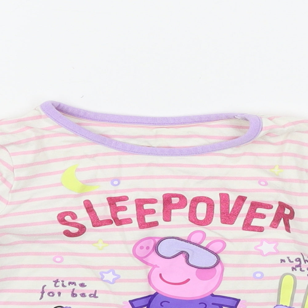 Nutmeg Girls White Striped Jersey Top Pyjama Top Size 4-5 Years  - Peppa Pig