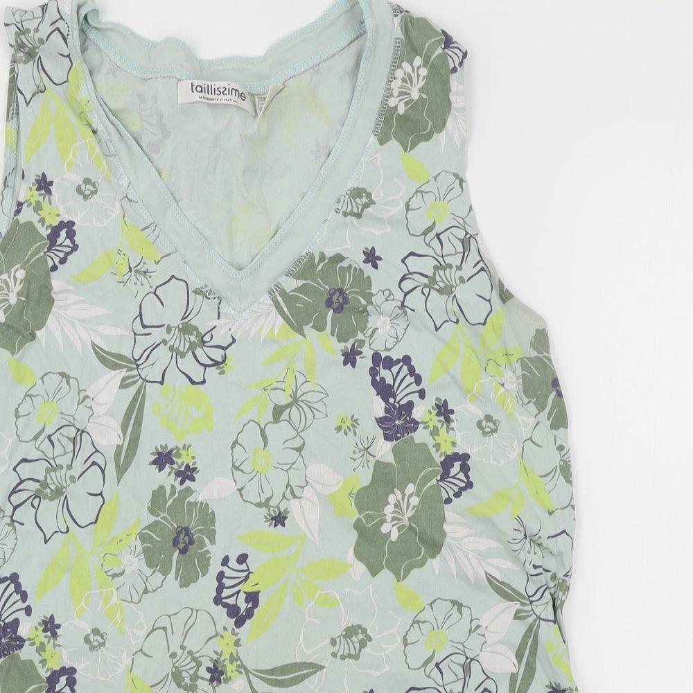 La Redoute Womens Blue Floral Jersey Basic T-Shirt Size 18