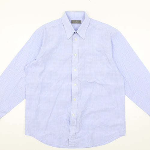 Essentials Mens Blue Check   Button-Up Size 16