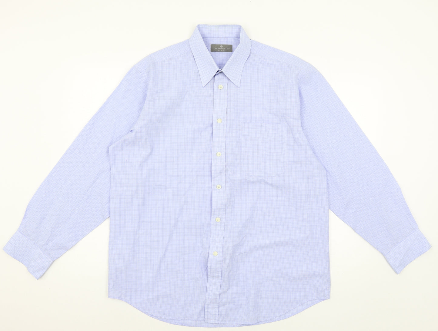 Essentials Mens Blue Check   Button-Up Size 16