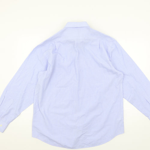 Essentials Mens Blue Check   Button-Up Size 16