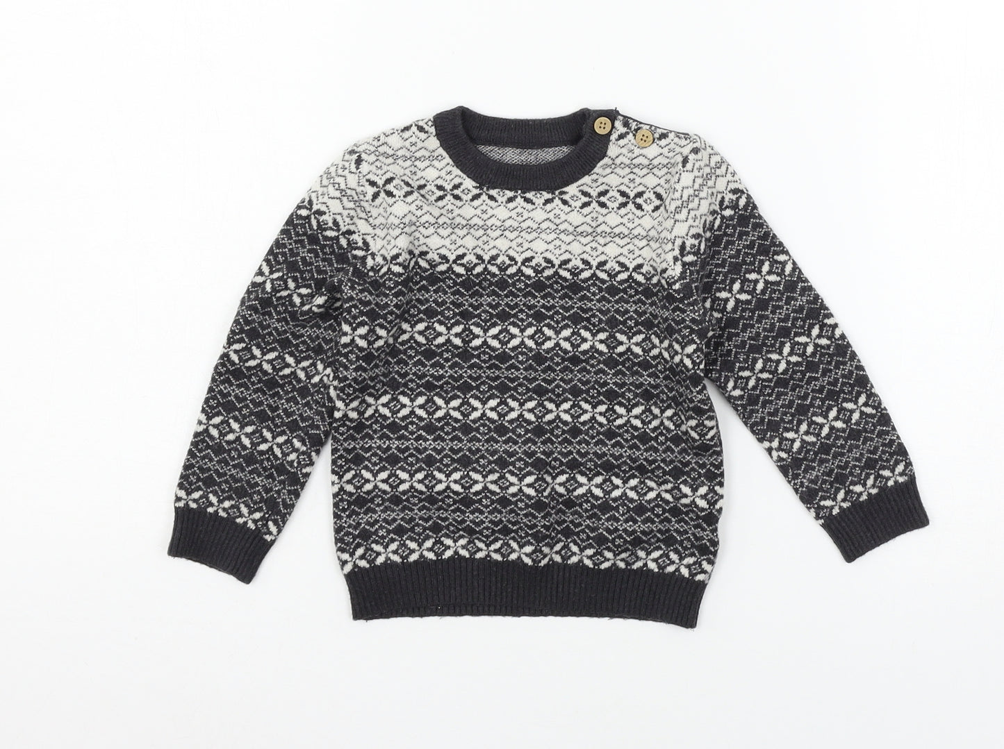 Nutmeg Boys Grey Geometric Knit Pullover Jumper Size 12-18 Months
