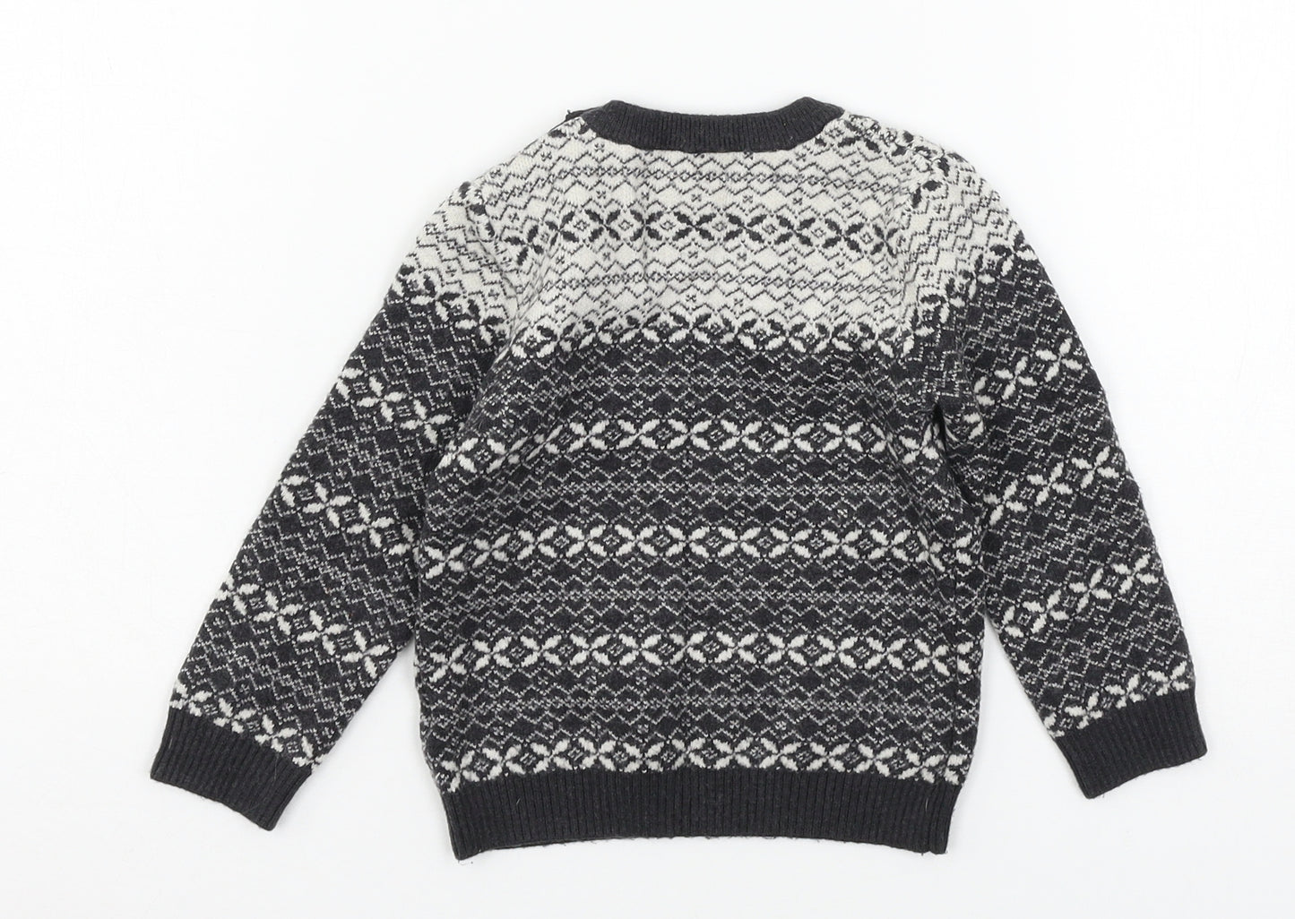 Nutmeg Boys Grey Geometric Knit Pullover Jumper Size 12-18 Months