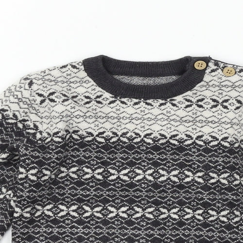 Nutmeg Boys Grey Geometric Knit Pullover Jumper Size 12-18 Months