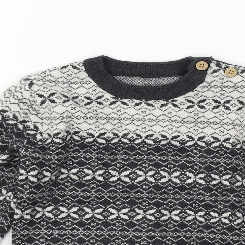 Nutmeg Boys Grey Geometric Knit Pullover Jumper Size 12-18 Months