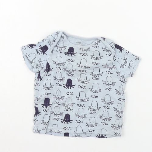 F&F Boys Blue Geometric Jersey Basic T-Shirt Size 9-12 Months  - Octopus