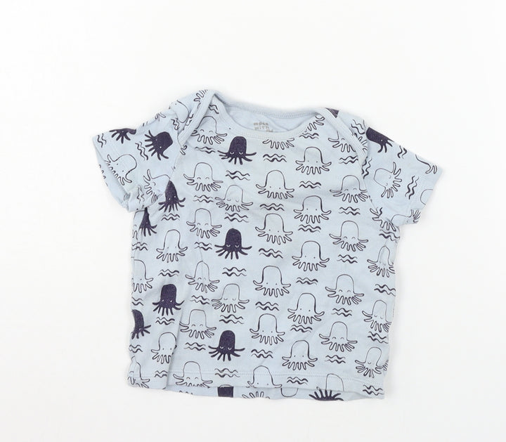 F&F Boys Blue Geometric Jersey Basic T-Shirt Size 9-12 Months - Octopus