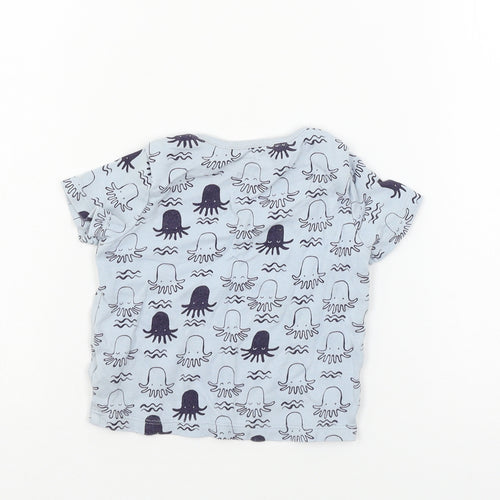 F&F Boys Blue Geometric Jersey Basic T-Shirt Size 9-12 Months  - Octopus