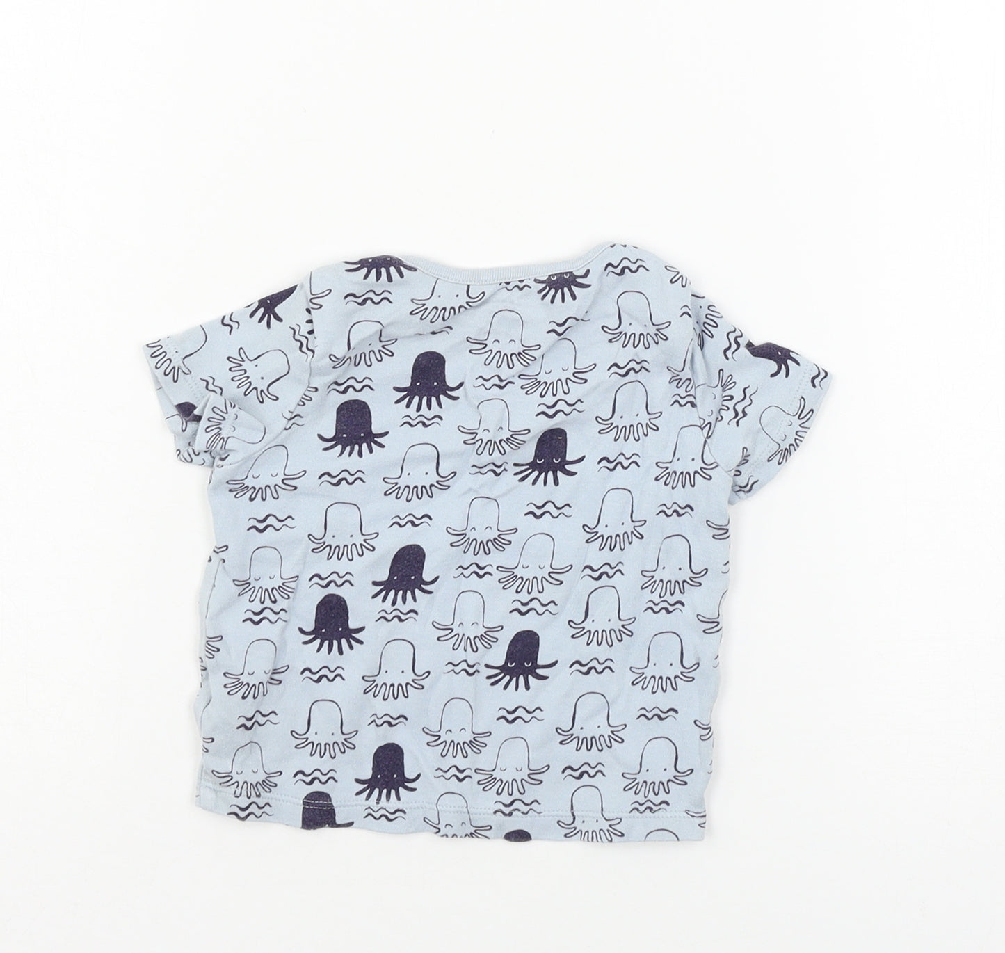 F&F Boys Blue Geometric Jersey Basic T-Shirt Size 9-12 Months  - Octopus