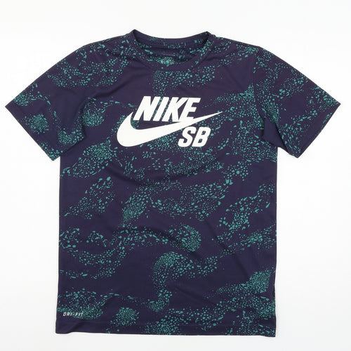 Nike Boys Blue Geometric  Basic T-Shirt Size 13-14 Years