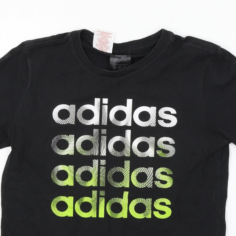 adidas Boys Black  Jersey Basic T-Shirt Size 11-12 Years
