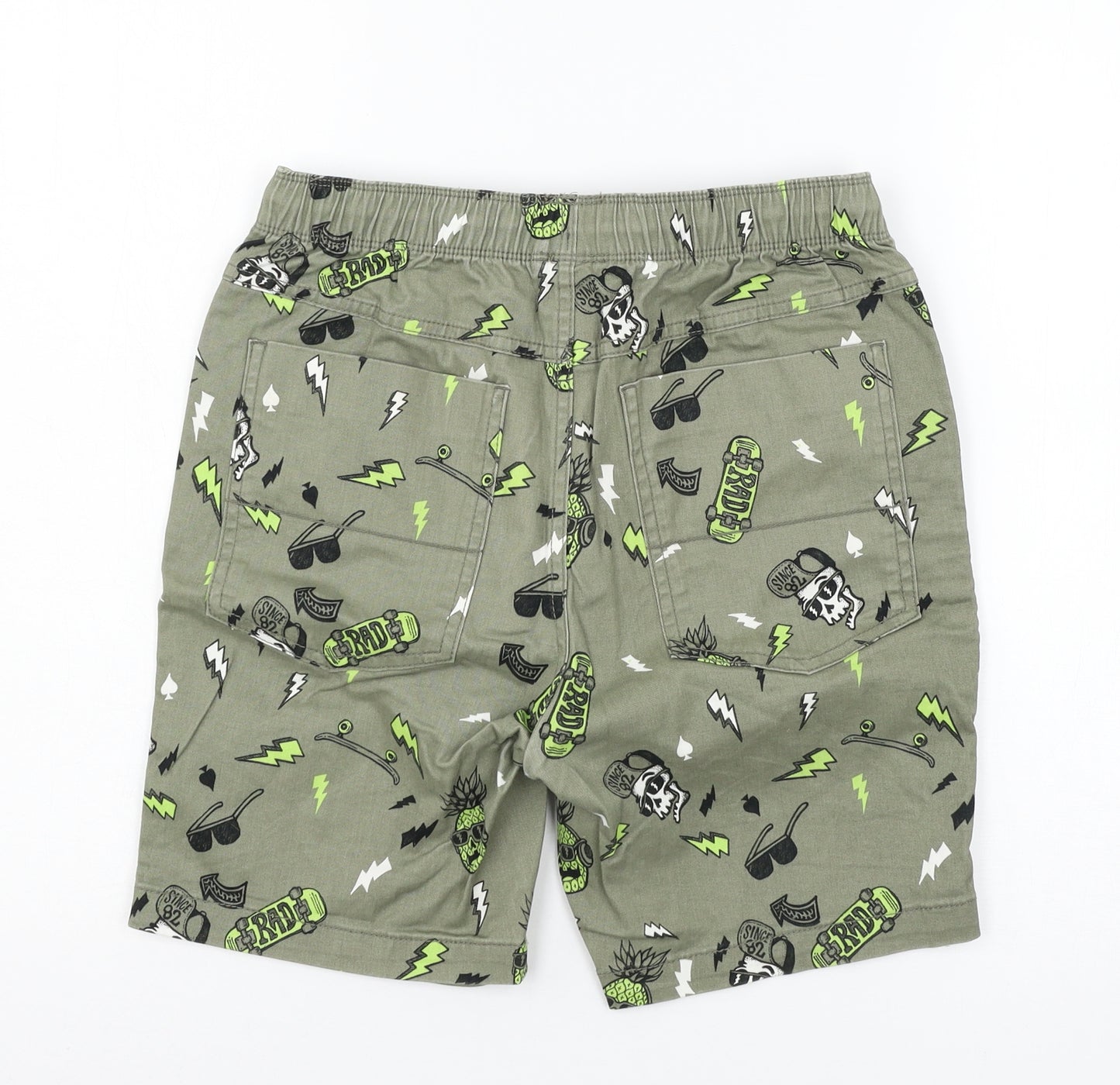 NEXT Boys Green Geometric Denim Bermuda Shorts Size 13 Years - Skulls