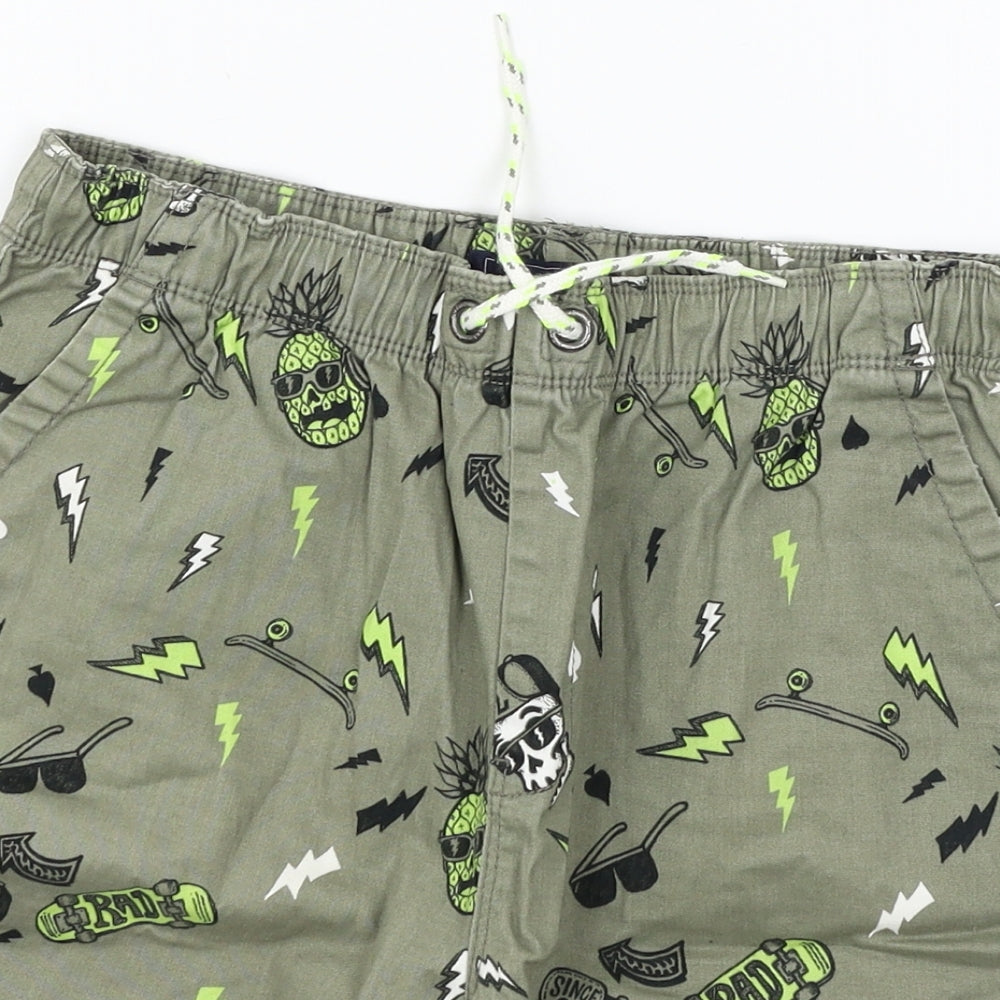 NEXT Boys Green Geometric Denim Bermuda Shorts Size 13 Years - Skulls