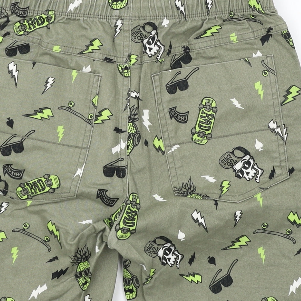 NEXT Boys Green Geometric Denim Bermuda Shorts Size 13 Years - Skulls