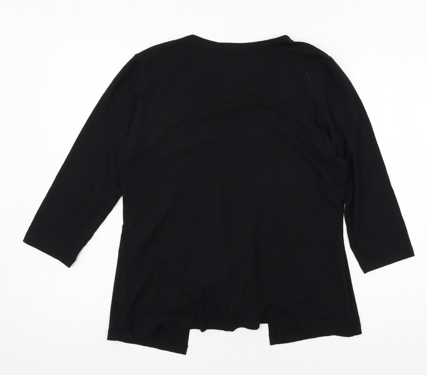 Gray & Osbourn Womens Black Geometric  Basic T-Shirt Size 14