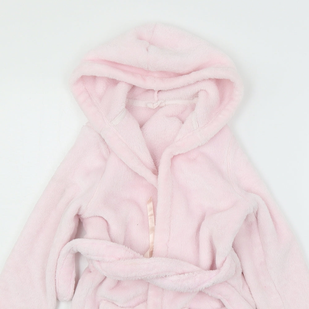 Marks and Spencer Girls Pink Solid Microfibre Top Robe Size 5-6 Years