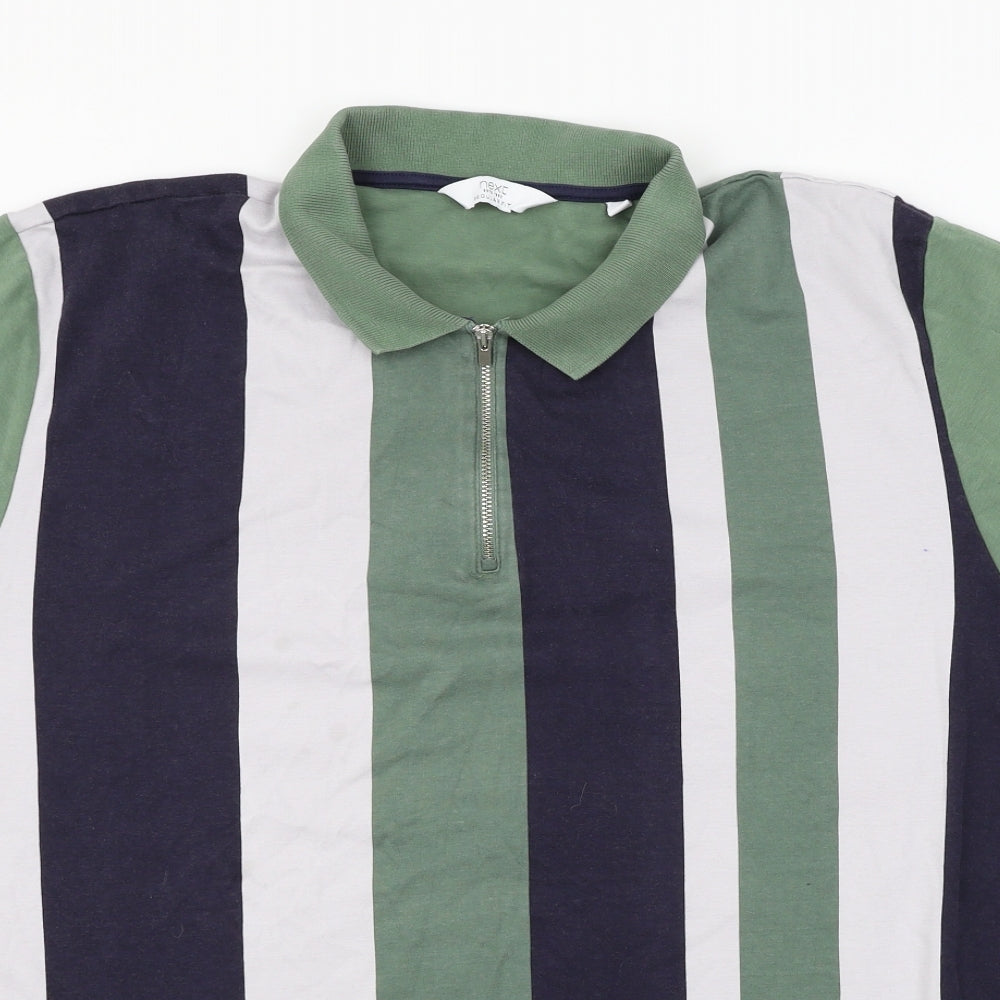NEXT Mens Multicoloured Striped Jersey  Polo Size 2XL
