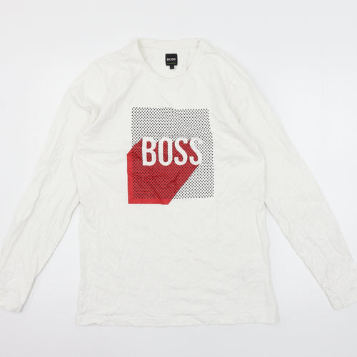 HUGO BOSS Mens White  Jersey  T-Shirt Size L