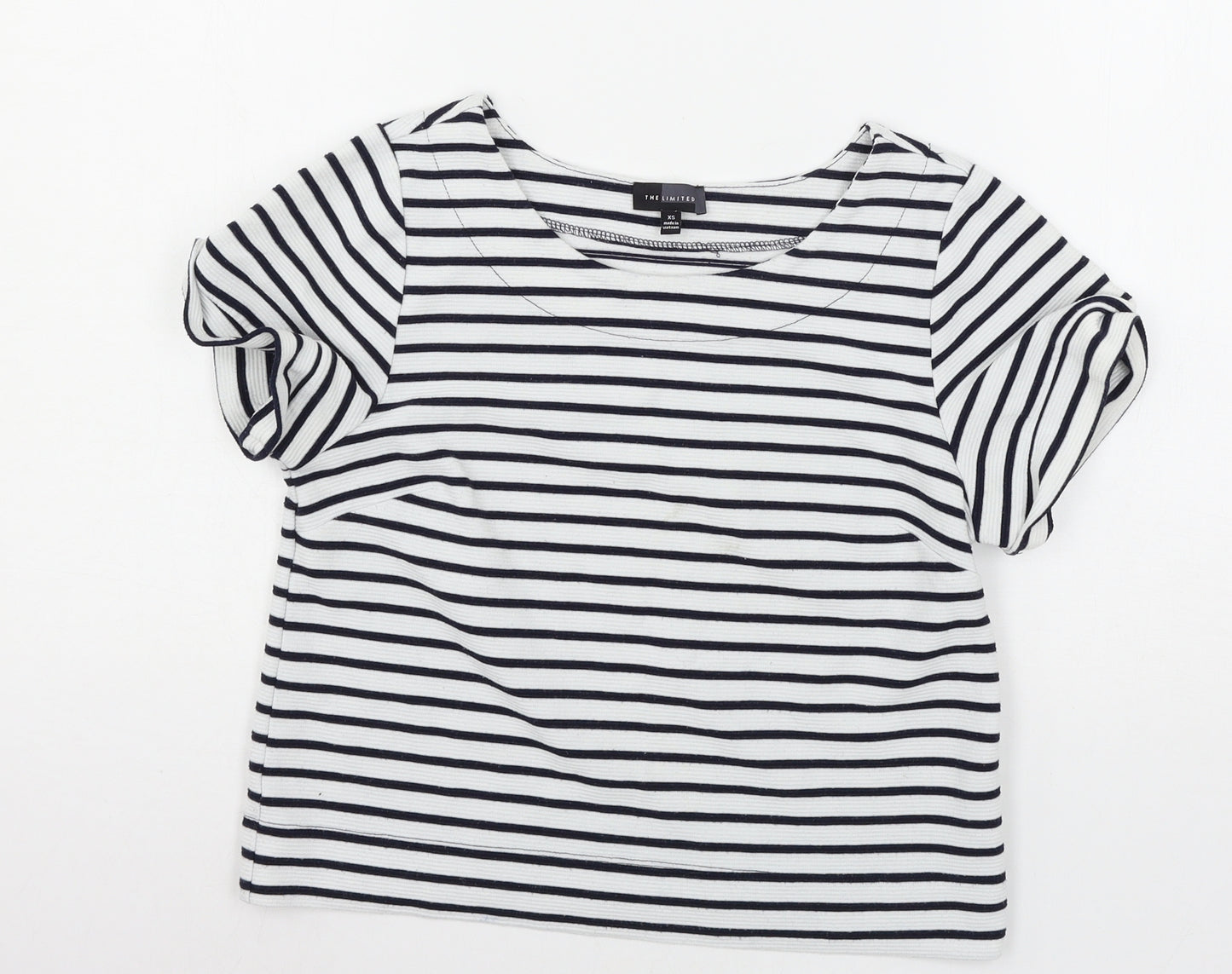 The Limited Womens White Striped Jersey Basic T-Shirt Size XS