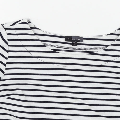 The Limited Womens White Striped Jersey Basic T-Shirt Size XS