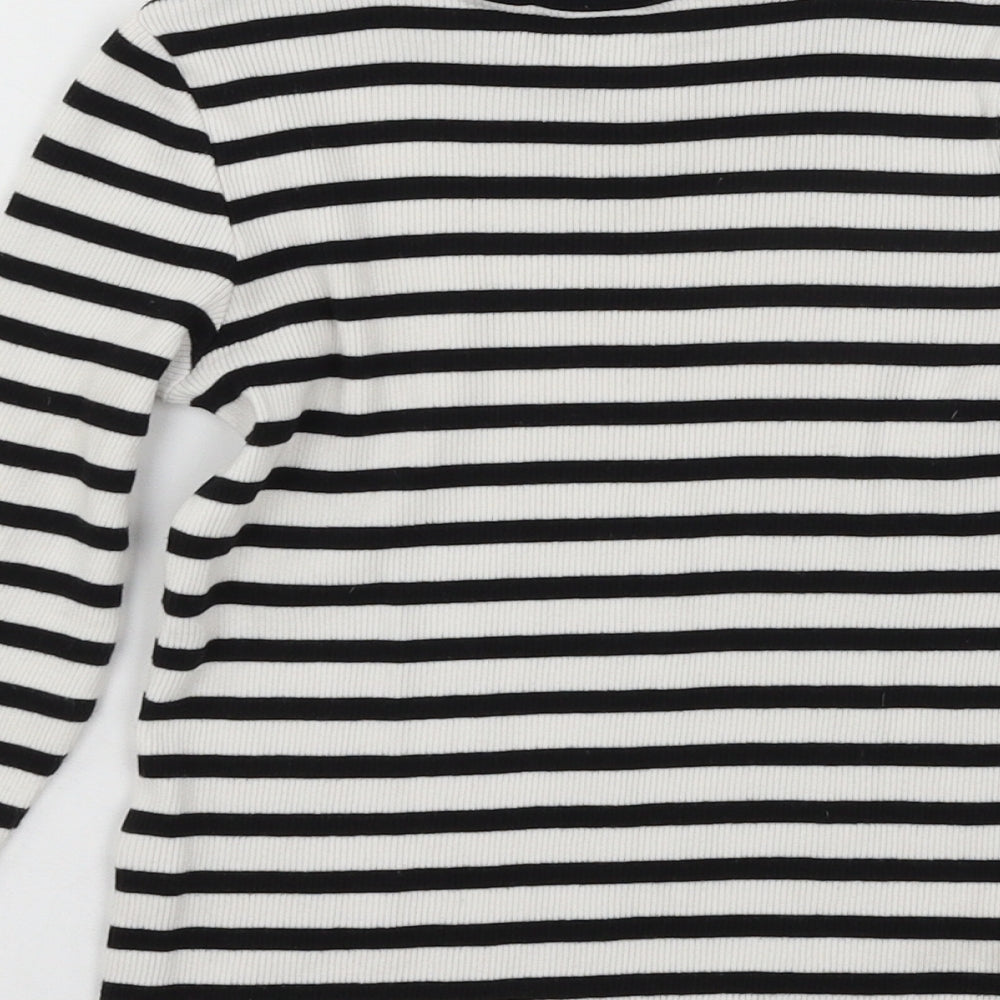 Marks and Spencer Girls White Striped Jersey Basic T-Shirt Size 6-7 Years