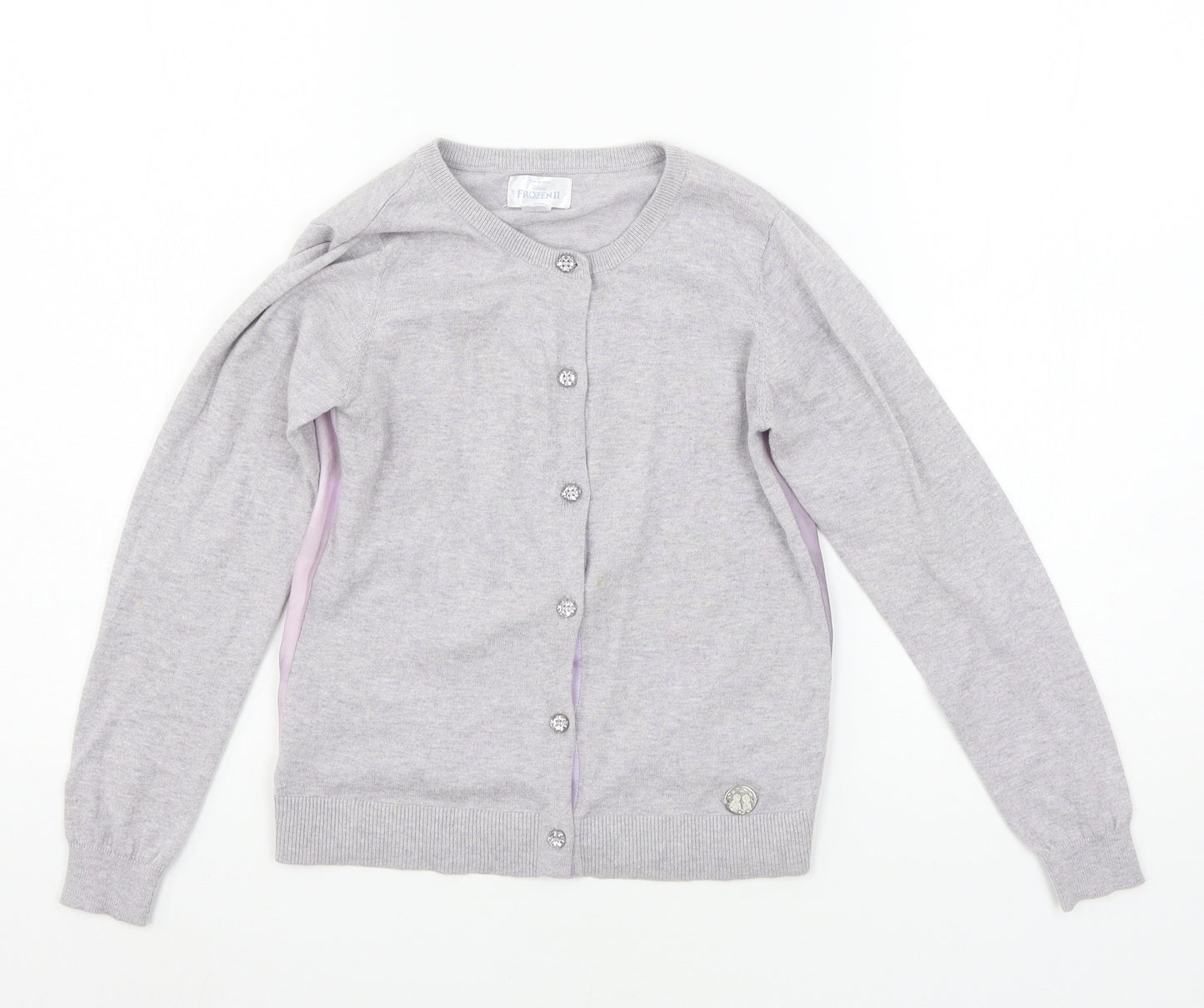 Frozen Girls Grey  Knit Cardigan Jumper Size 7-8 Years  - Elsa