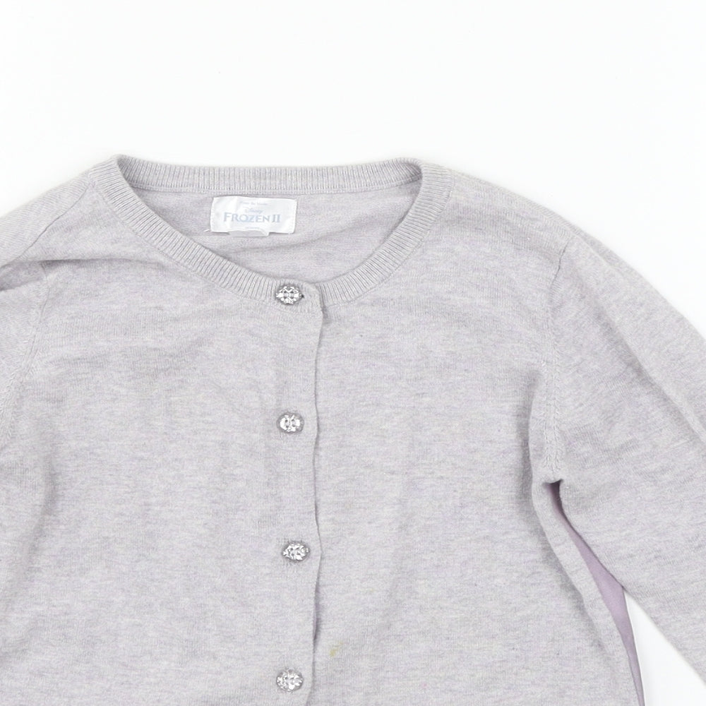 Frozen Girls Grey  Knit Cardigan Jumper Size 7-8 Years  - Elsa
