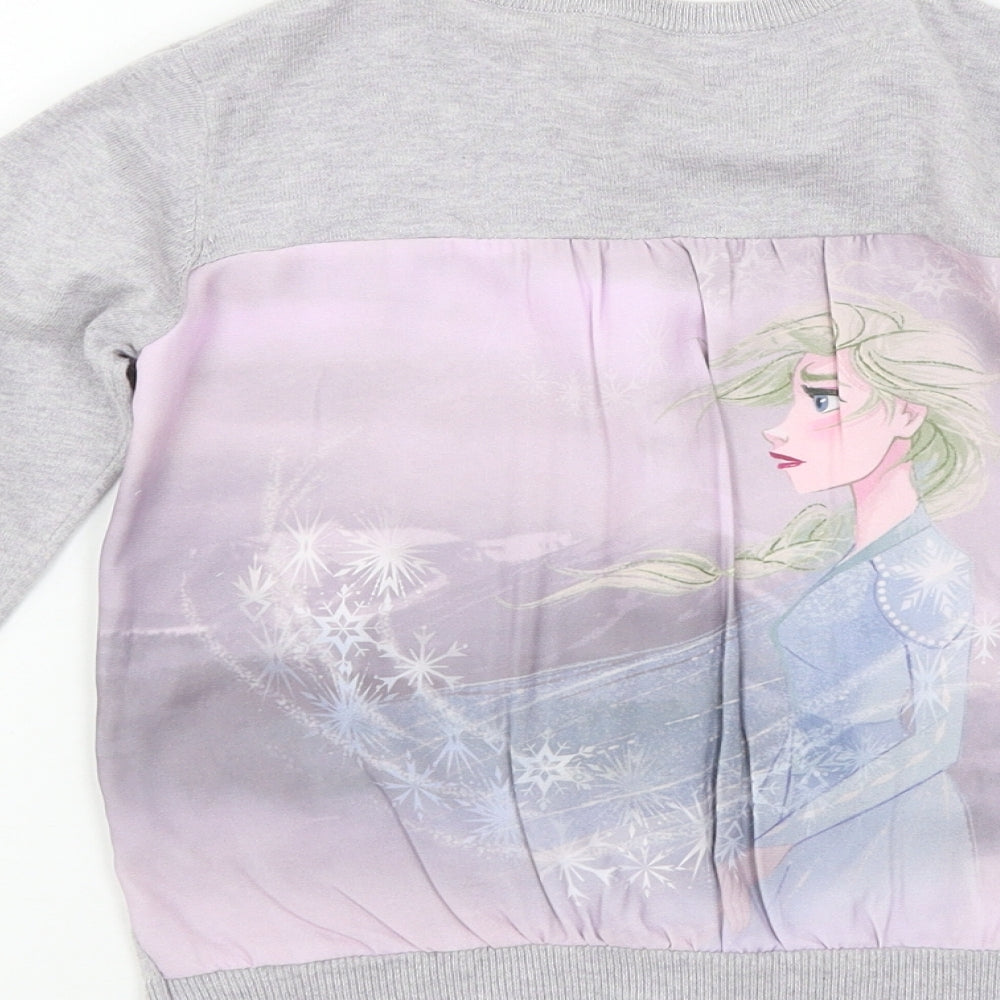 Frozen Girls Grey  Knit Cardigan Jumper Size 7-8 Years  - Elsa