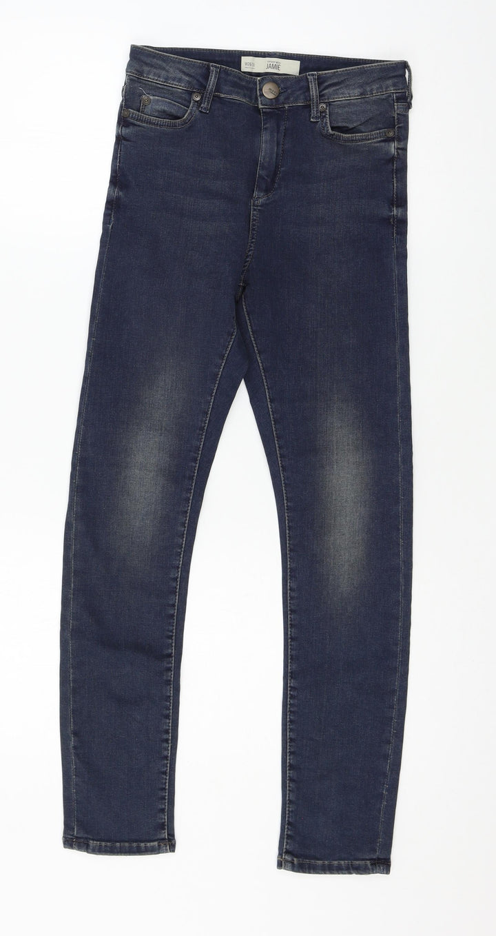 Topshop Womens Blue Denim Skinny Jeans Size 26 in L32 in