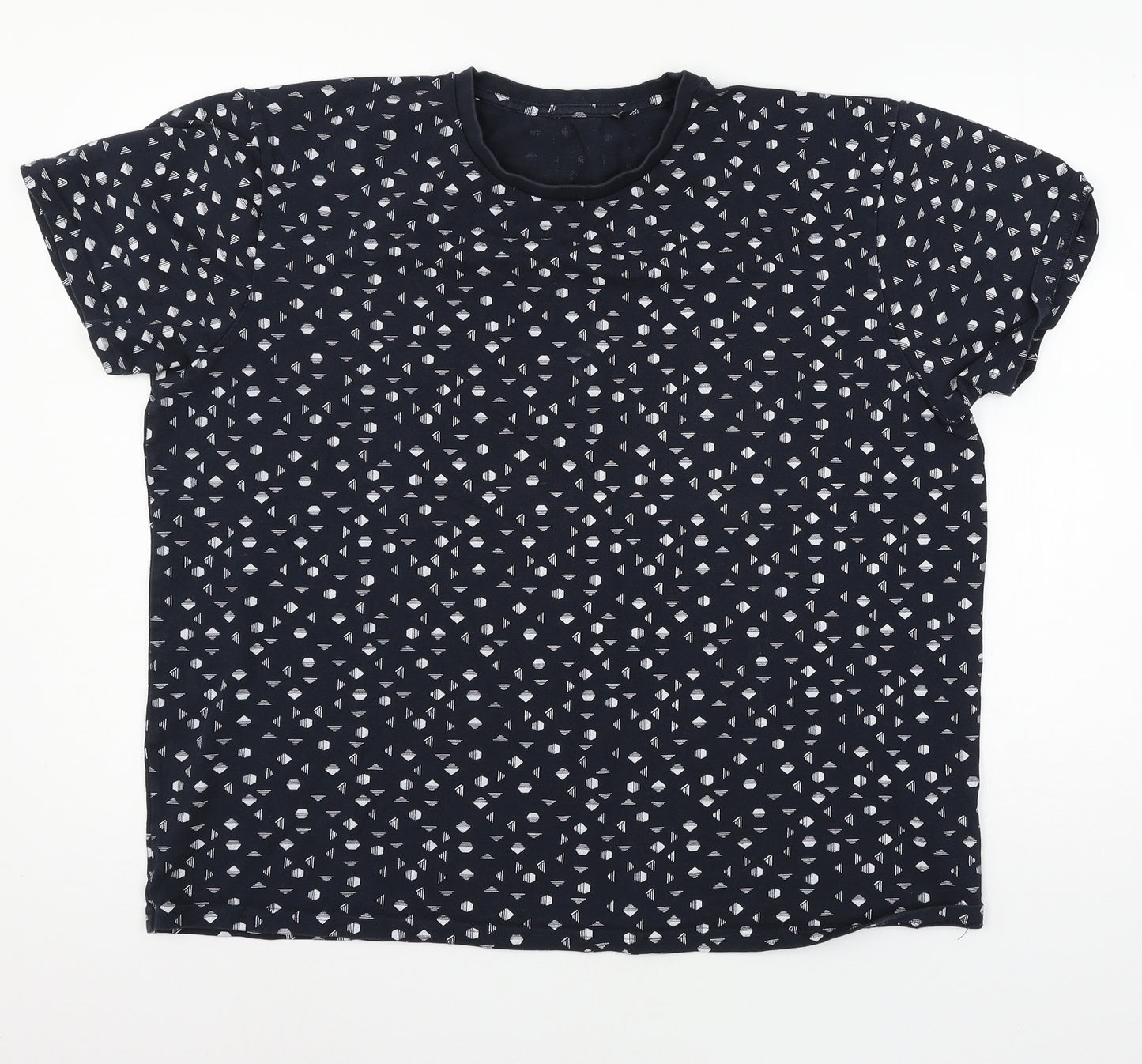 Peacocks Mens Black Geometric Jersey  T-Shirt Size XL