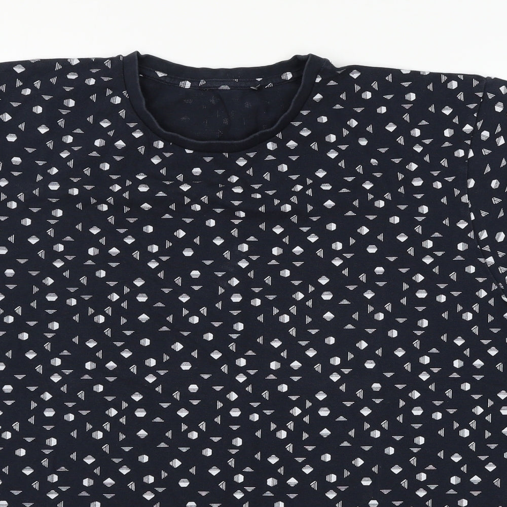 Peacocks Mens Black Geometric Jersey  T-Shirt Size XL