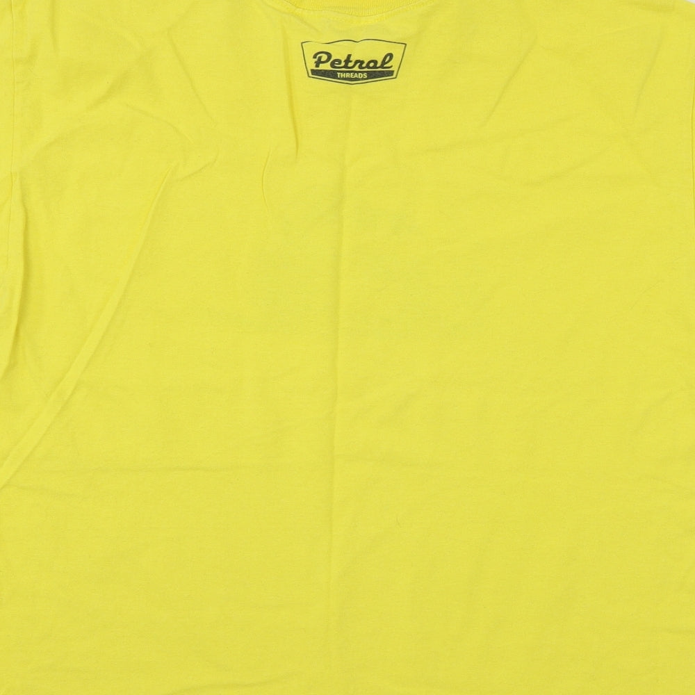 Gildan Mens Yellow  Jersey  T-Shirt Size L