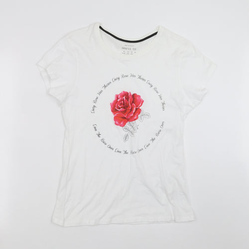 Primark Womens White   Basic T-Shirt Size 14  - rose