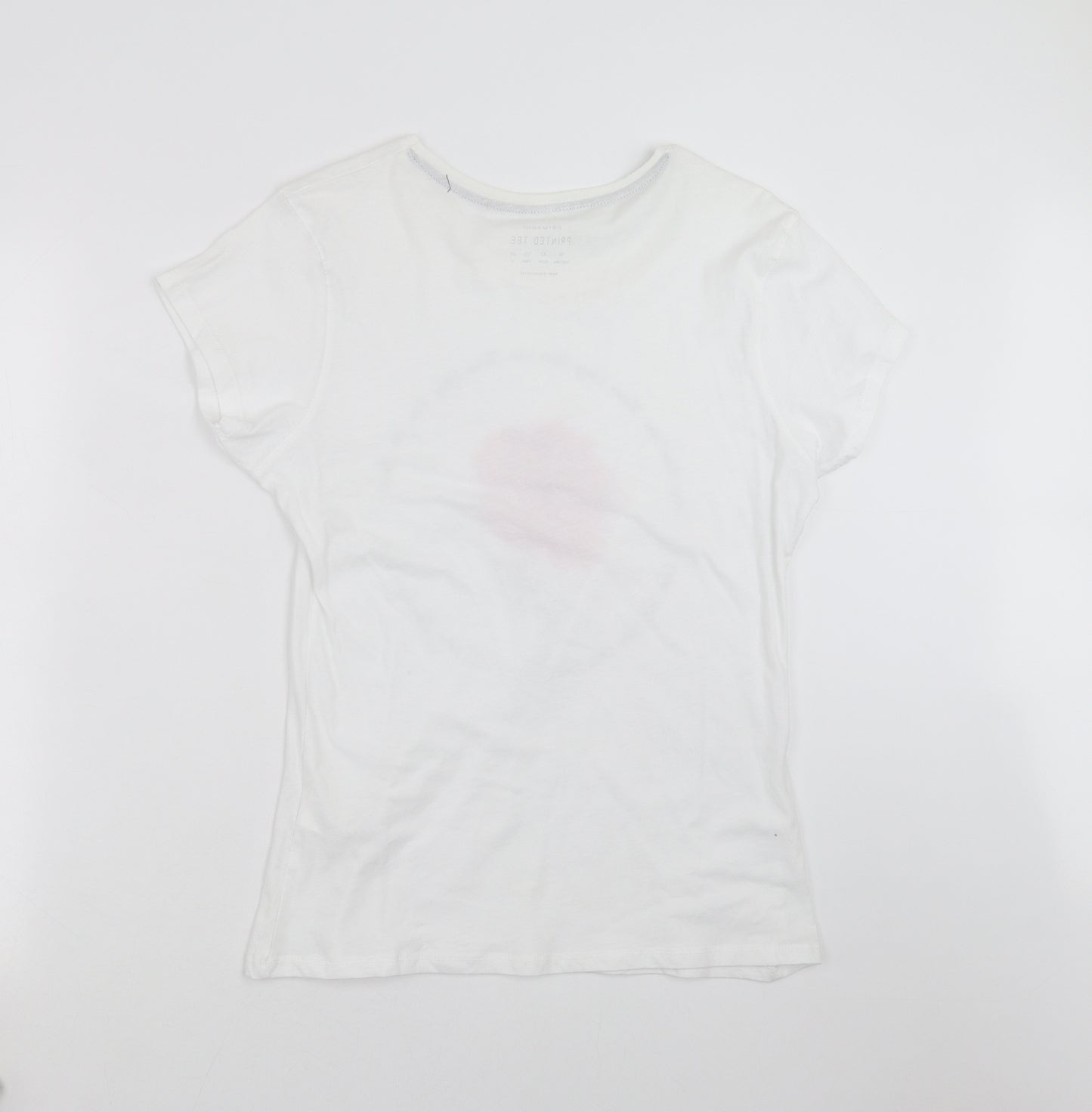 Primark Womens White   Basic T-Shirt Size 14  - rose