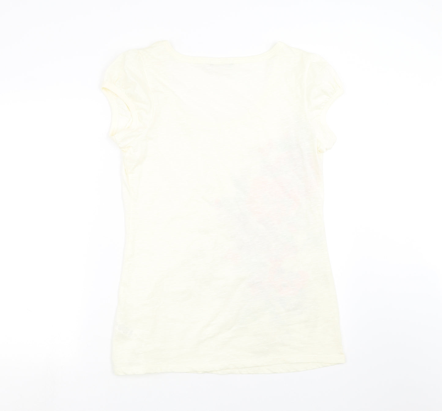 George Womens Ivory Floral  Basic T-Shirt Size 14
