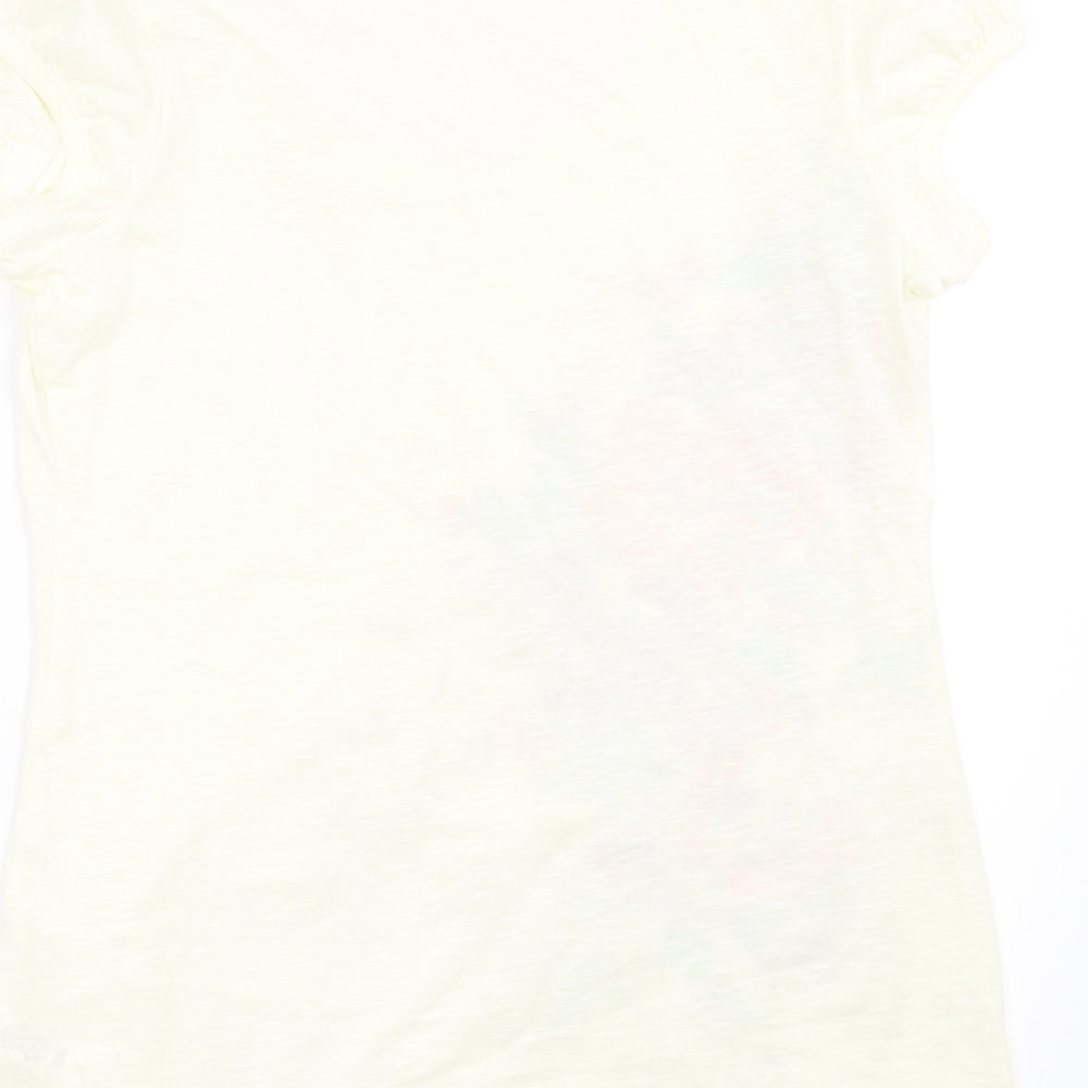 George Womens Ivory Floral  Basic T-Shirt Size 14