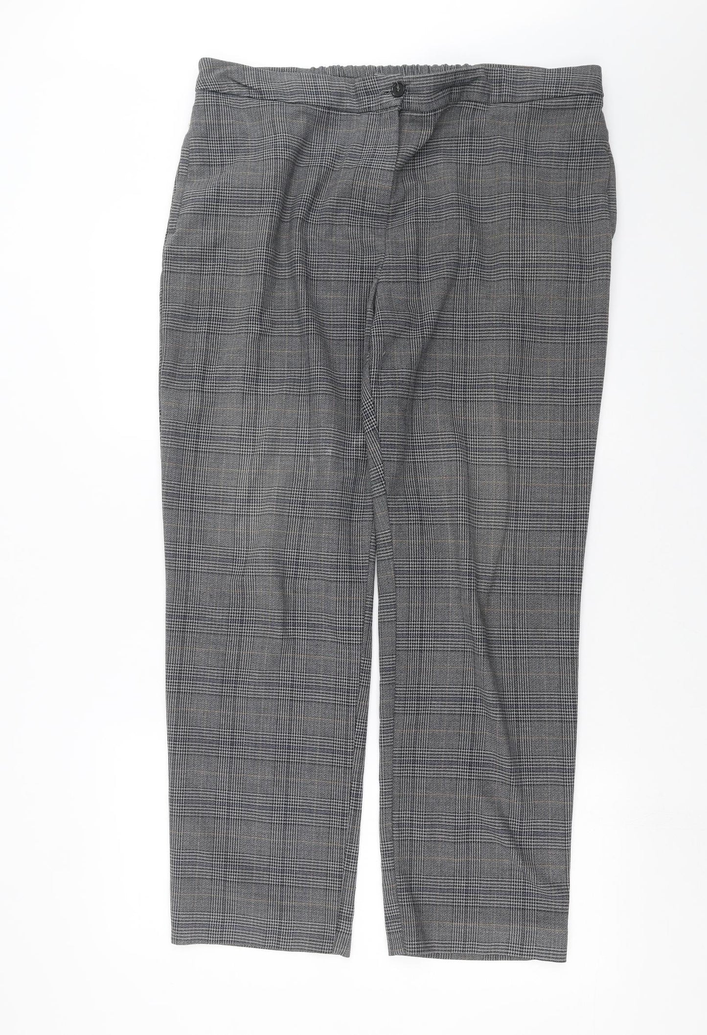 CAPSULE Womens Grey Check  Trousers  Size 18 L28 in