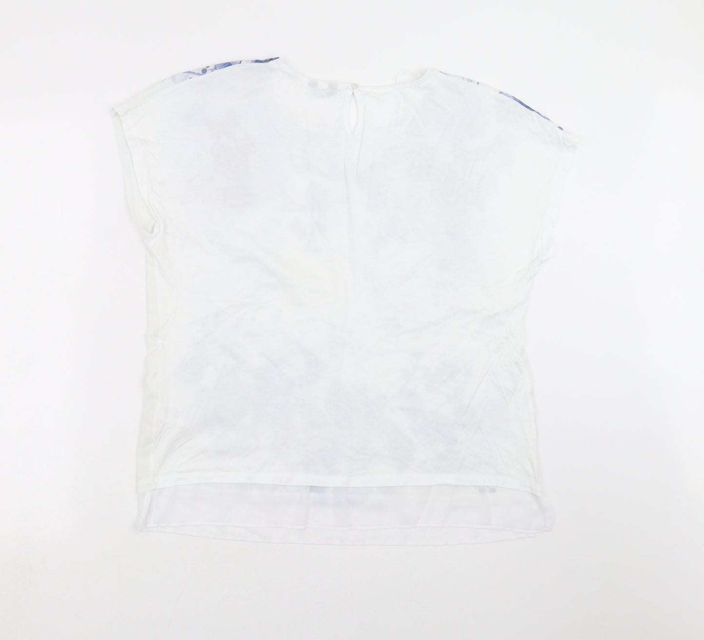 M&Co Womens White Floral  Basic T-Shirt Size 16