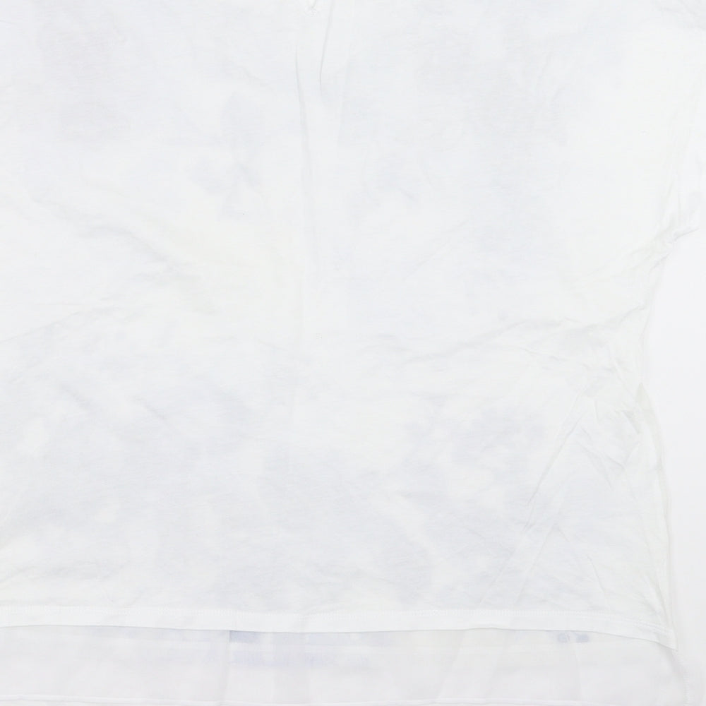 M&Co Womens White Floral  Basic T-Shirt Size 16