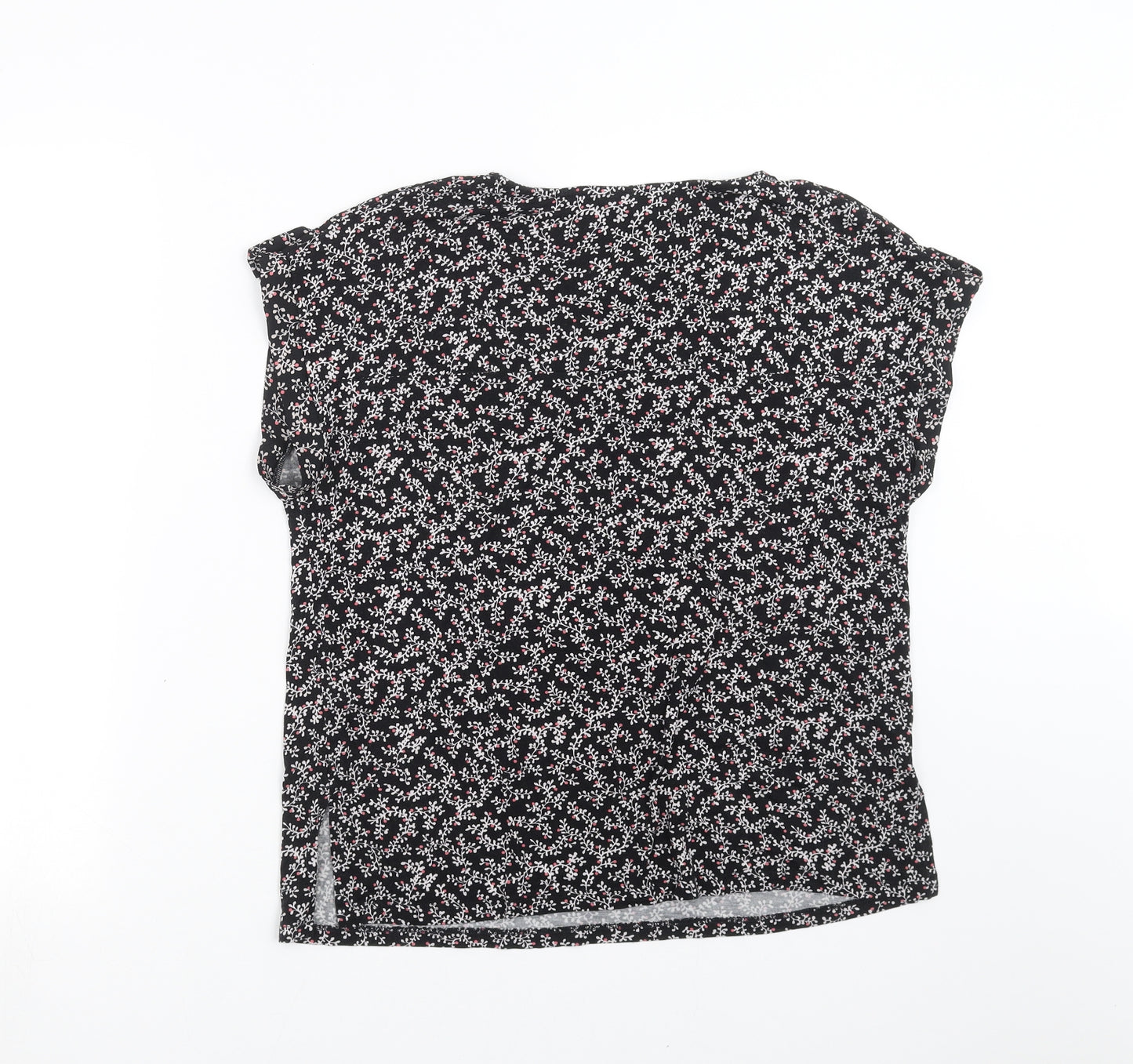 NEXT Womens Black Floral  Basic T-Shirt Size 14