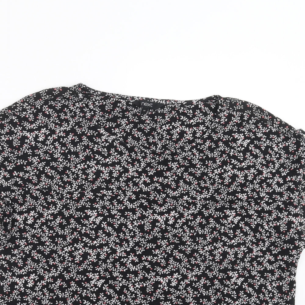 NEXT Womens Black Floral  Basic T-Shirt Size 14